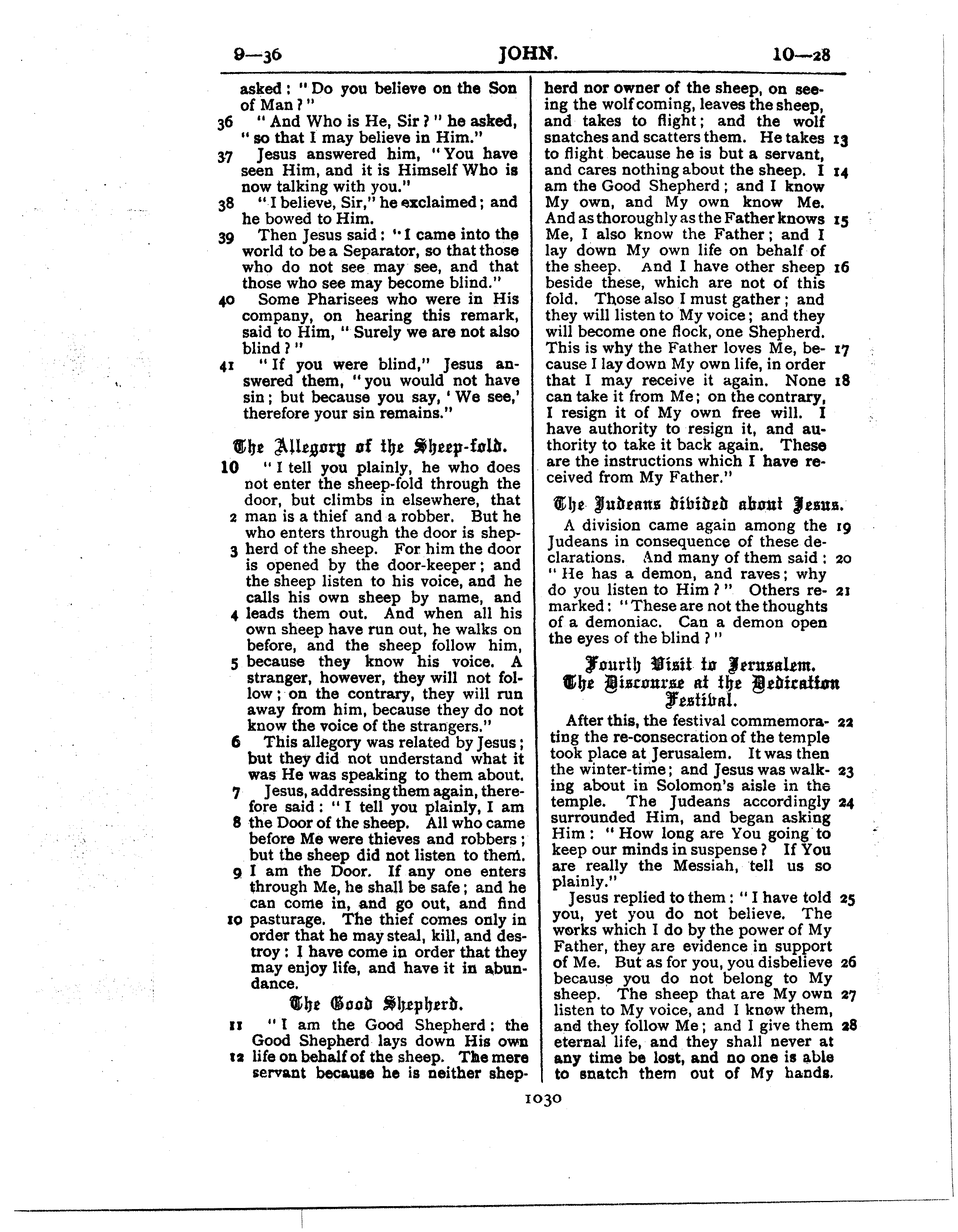 Ferrar Fenton Bible page 1030